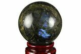 Flashy, Polished Labradorite Sphere - Great Color Play #158004-1